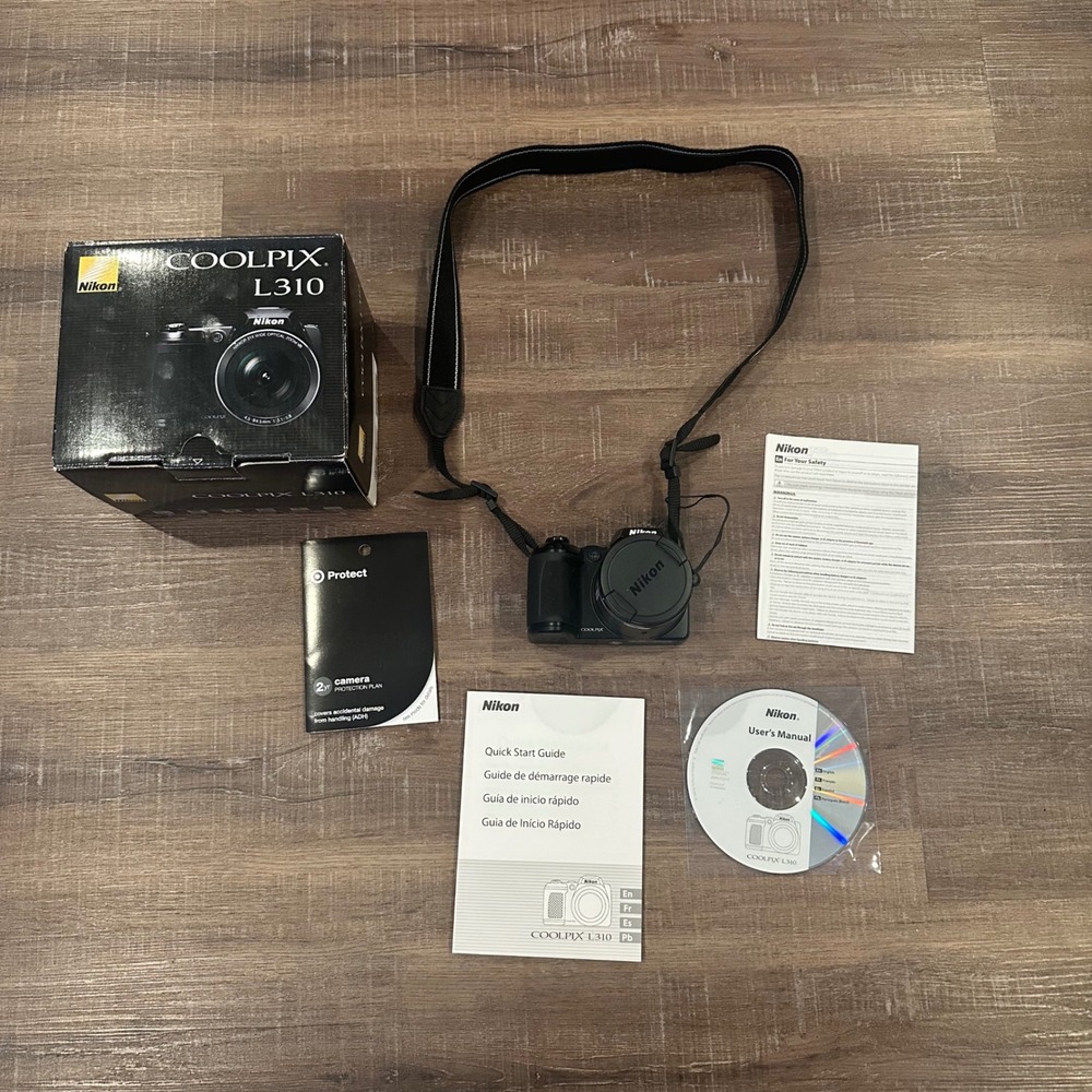 Nikon Coolpix L310 Digital Camera 21x Zoom 14.1MP Black Bundle With Box